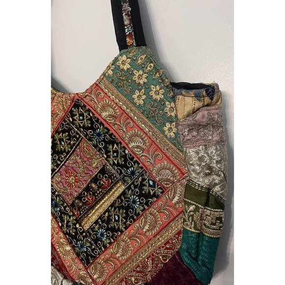 NWT Sacred Threads Magic Carpet Embellished Patchwork Colorful Lined Hobo Bag - Picture 16 of 16